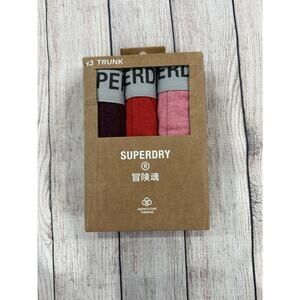 Set Of 3 Superdry Men’s Organic Trunk Large Red Purple Underwear B7